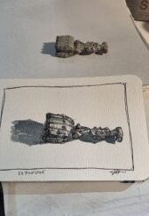 Ink and watercolor wash illustration of the Star Wars Tantive IV spacecraft