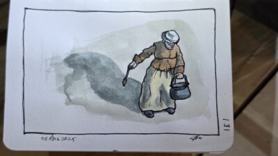 Ink and Watercolor Wash Sketch