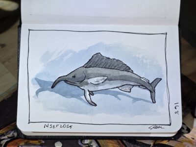 Ink and Watercolor Wash Sailfish