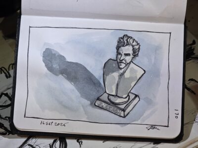Ink and Watercolor Wash of Andrew Jackson's Bust